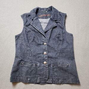 Denim Vest 90s Y2k Contrast Vest
